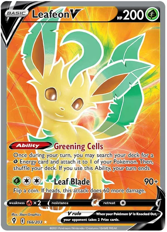 Leafeon V (Full Art) 166/203 - Pokemon TCG Evolving Skies card