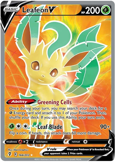 Leafeon V (Full Art) 166/203 - Pokemon TCG Evolving Skies card