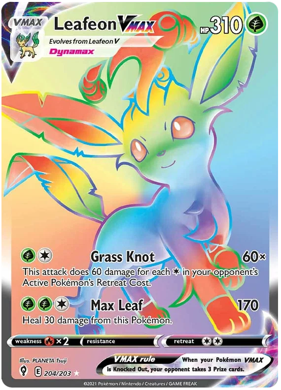 Leafeon VMAX (Secret) 204/203 - Pokemon TCG Evolving Skies card