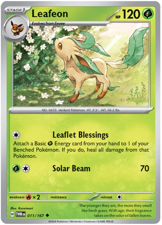 Leafeon Twilight Masquerade Pokemon Single 011/167