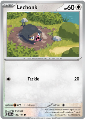 Lechonk 180 Obsidian Flames Single Pokemon Card