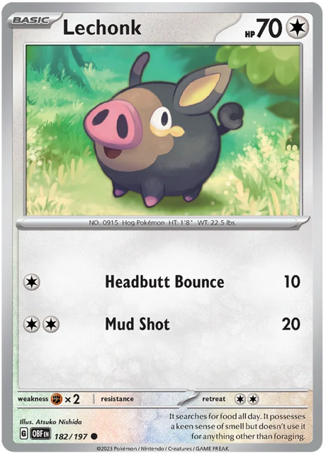 Lechonk 182 Obsidian Flames Single Pokemon Card