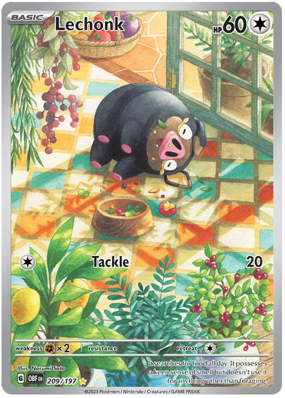 Lechonk Illustration Rare Obsidian Flames Single Pokemon Card