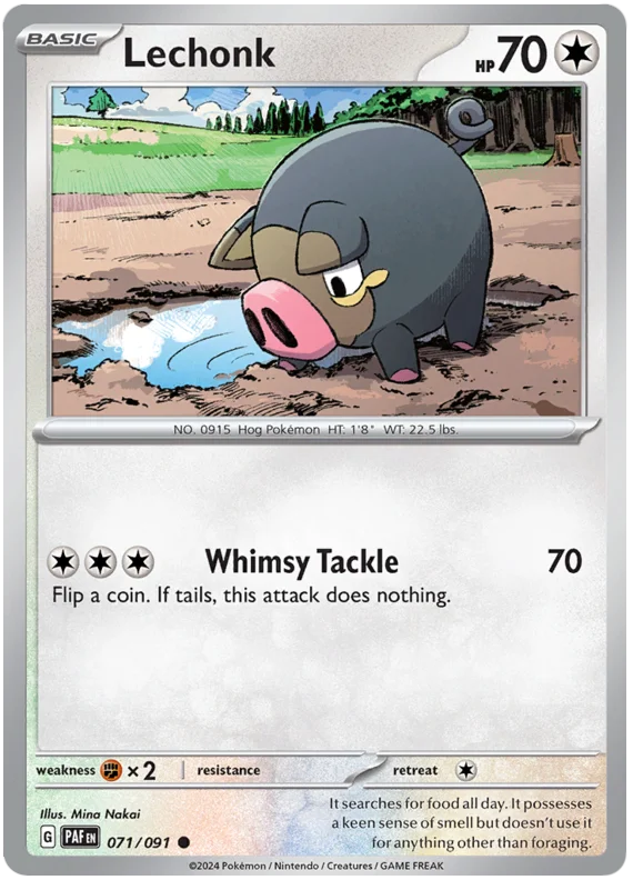 Lechonk Paldean Fates Pokemon Card Single 071/091