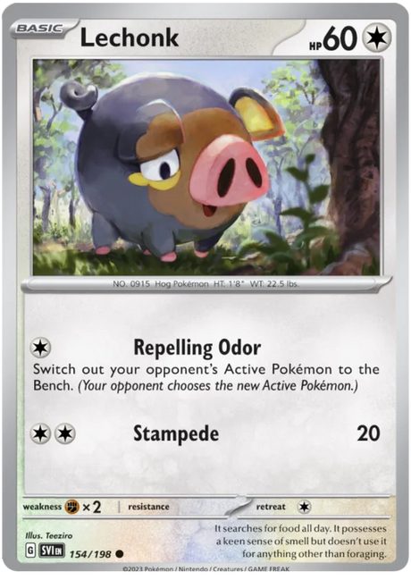 Lechonk 154 Scarlet & Violet Base Set Pokemon Card Single
