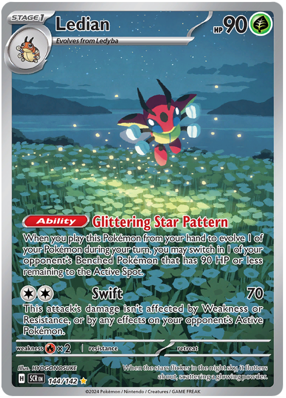 Ledian Illustration Rare Stellar Crown Pokemon Single Card 144/142