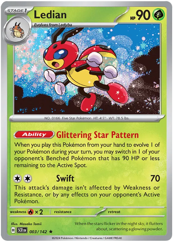 Ledian Stellar Crown Pokemon Single Card 003/142