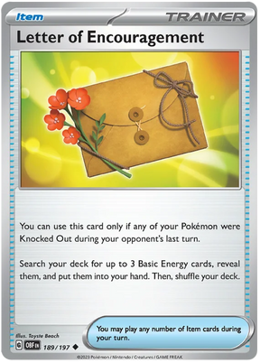Letter of Encouragement Obsidian Flames Single Pokemon Card