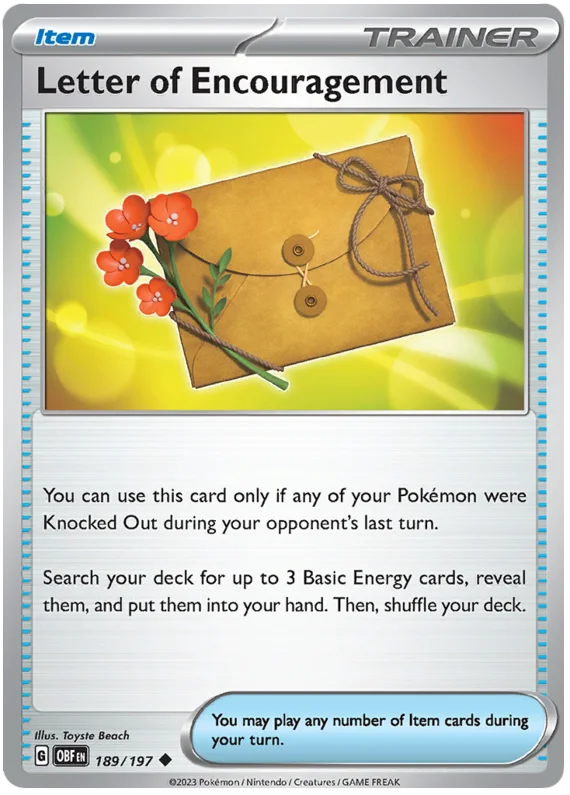 Letter of Encouragement Obsidian Flames Single Pokemon Card