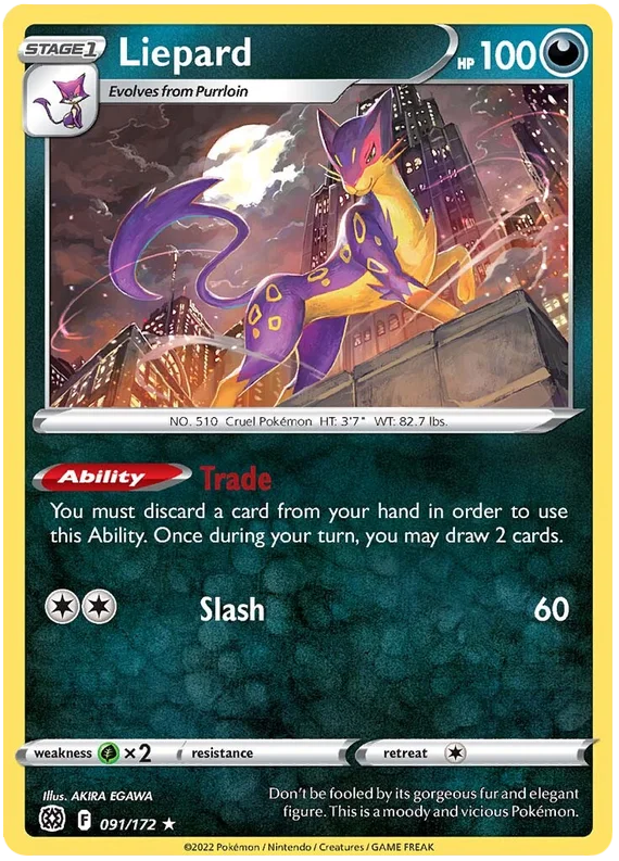 Liepard Brilliant Stars Pokemon Card Singles 091/172