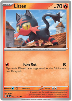 Litten Temporal Forces Pokemon Single 032/162