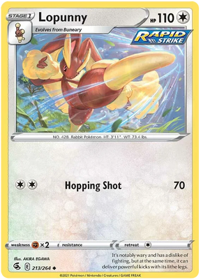 Lopunny Fusion Strike Pokemon Card Singles 213/264