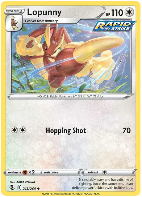 Lopunny Fusion Strike Pokemon Card Singles 213/264