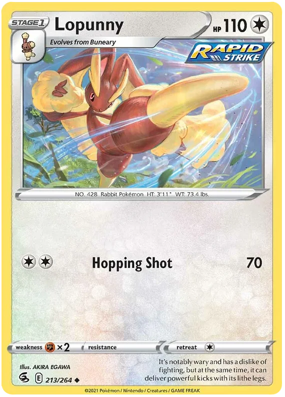Lopunny Fusion Strike Pokemon Card Singles 213/264