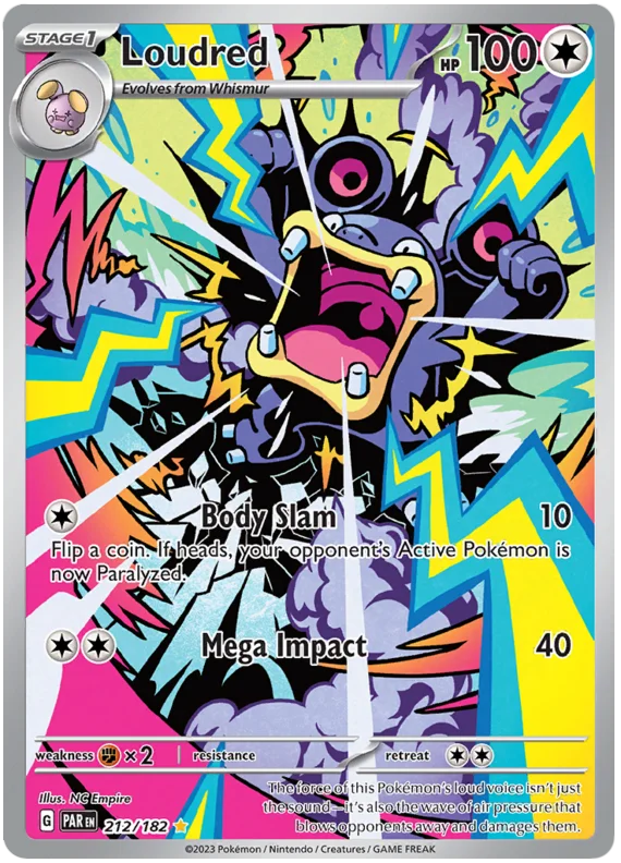 Loudred Illustration Rare Paradox Rift Single Pokemon Card 212/182