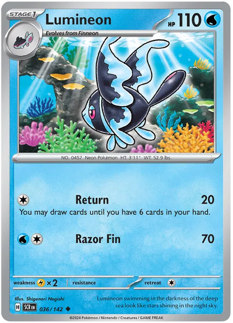 Lumineon Stellar Crown Pokemon Single Card 036/142