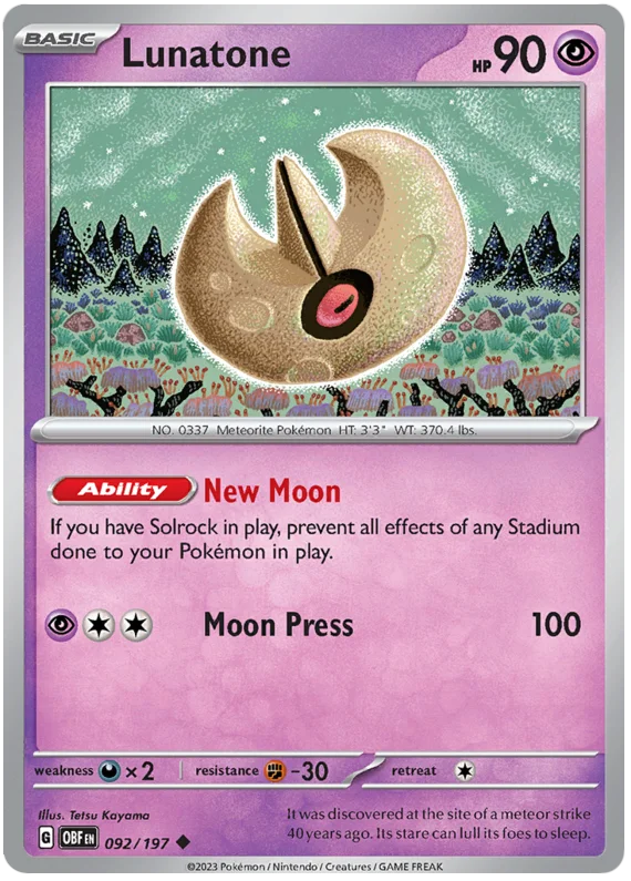 Lunatone Obsidian Flames Single Pokemon Card