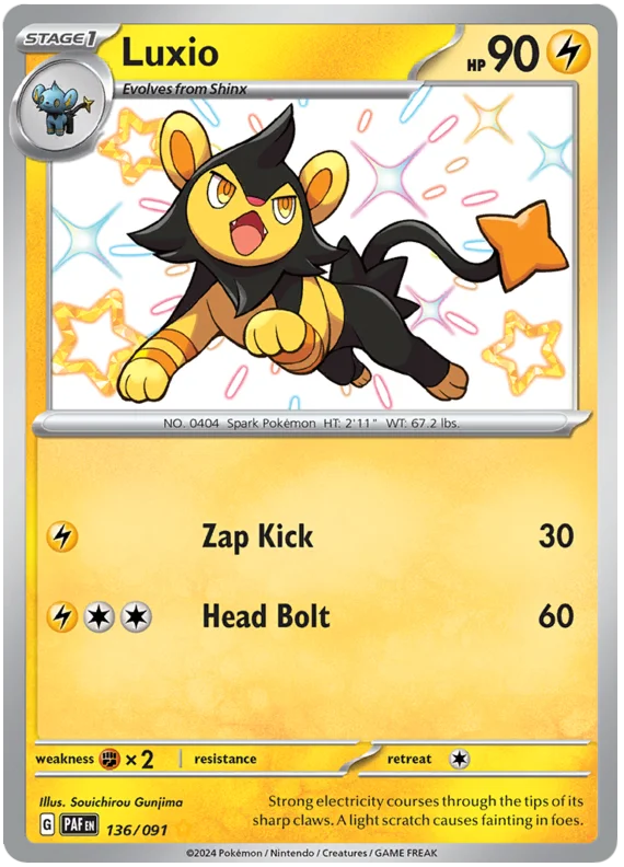 Luxio Paldean Fates Pokemon Card Single 136/091