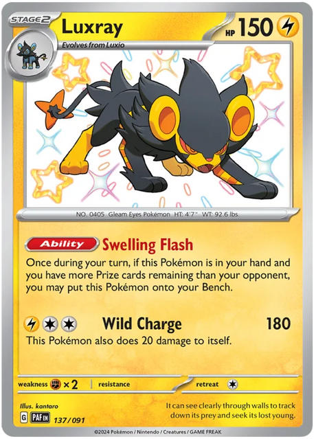 Luxray Paldean Fates Pokemon Card Single 137/091