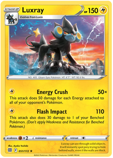Luxray Brilliant Stars Pokemon Card Singles 051/172