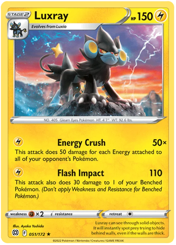 Luxray Brilliant Stars Pokemon Card Singles 051/172