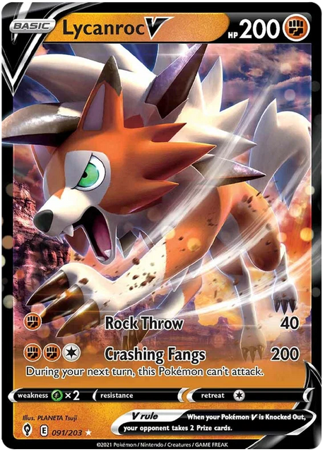 Lycanroc V 091/203 - Pokemon TCG Evolving Skies card