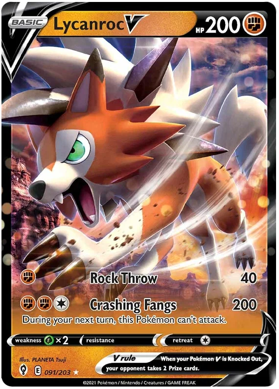 Lycanroc V 091/203 - Pokemon TCG Evolving Skies card