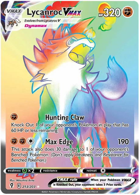 Lycanroc VMAX (Secret) 213/203 - Pokemon TCG Evolving Skies card
