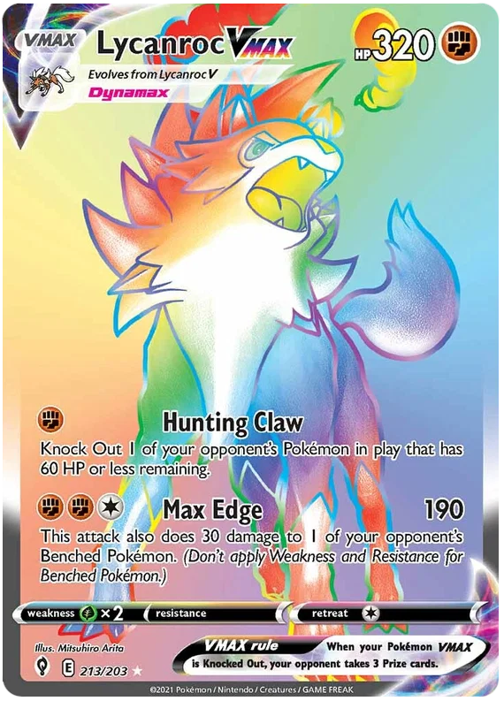 Lycanroc VMAX (Secret) 213/203 - Pokemon TCG Evolving Skies card