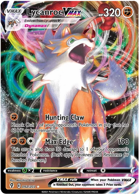 Lycanroc VMAX 092/203 - Pokemon TCG Evolving Skies card