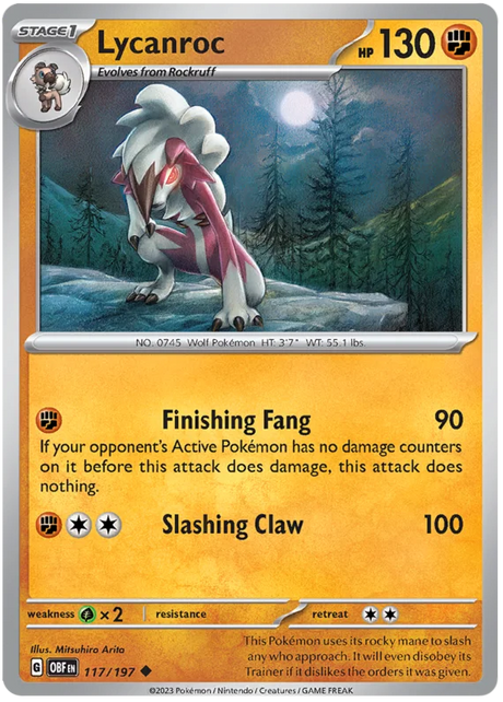 Lycanroc Obsidian Flames Single Pokemon Card
