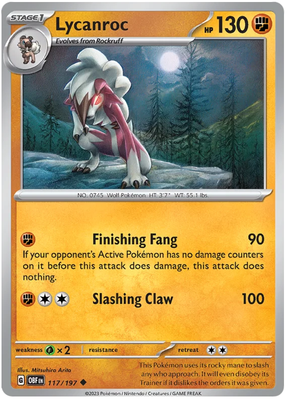 Lycanroc Obsidian Flames Single Pokemon Card