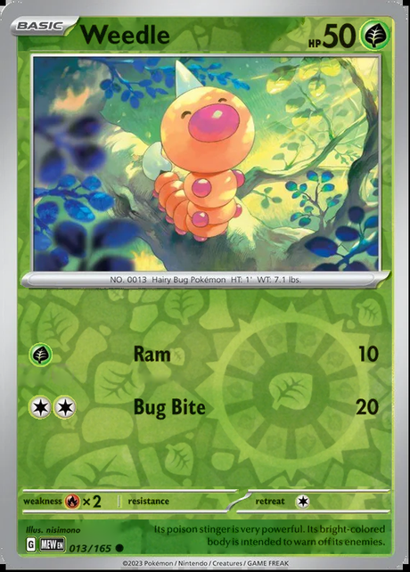 Weedle 013/165, Scarlet & Violet 151, Reverse Holo, representative matte composite