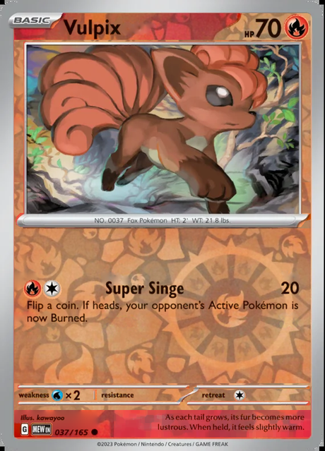 Vulpix 037/165, Scarlet & Violet 151, Reverse Holo, representative matte composite