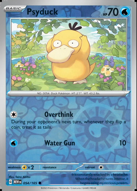 Psyduck 054/165, Scarlet & Violet 151, Reverse Holo, representative matte composite