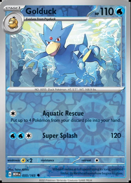 Golduck 055/165, Scarlet & Violet 151, Reverse Holo, representative matte composite