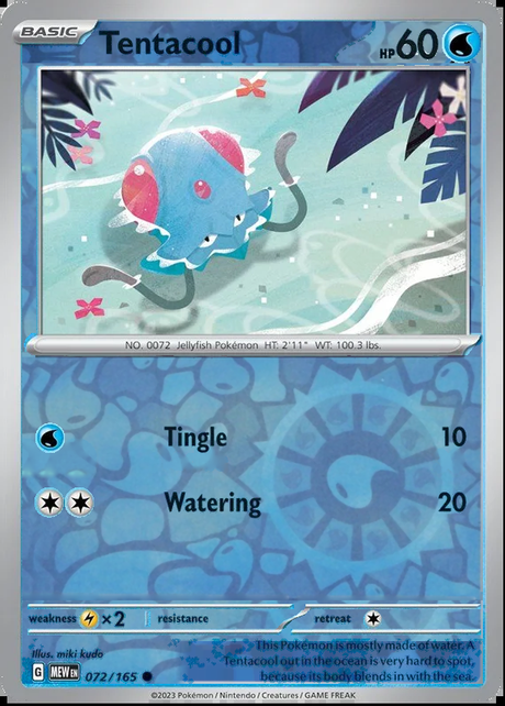 Tentacool 072/165, Scarlet & Violet 151, Reverse Holo, representative matte composite