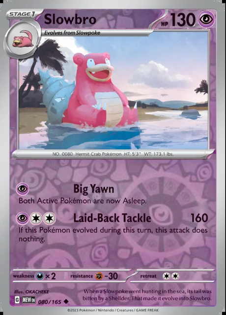 Slowbro 080/165, Scarlet & Violet 151, Reverse Holo, representative matte composite