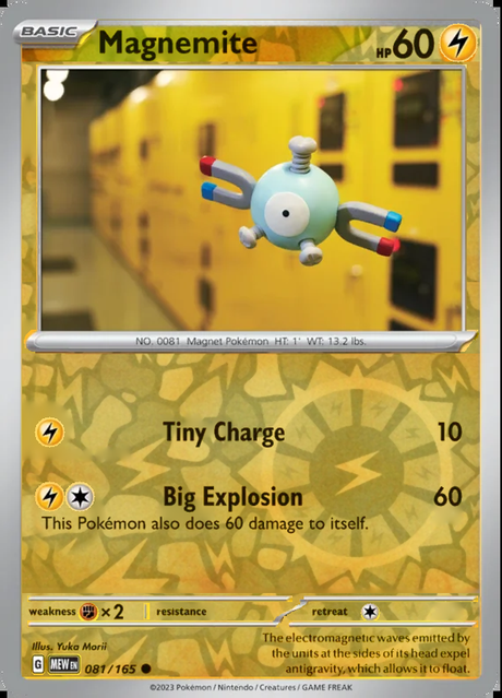 Magnemite 081/165, Scarlet & Violet 151, Reverse Holo, representative matte composite