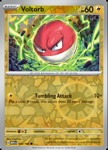 Voltorb 100/165, Scarlet & Violet 151, Reverse Holo, representative matte composite