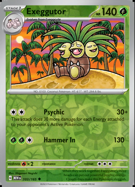 Exeggutor 103/165, Scarlet & Violet 151, Reverse Holo, representative matte composite