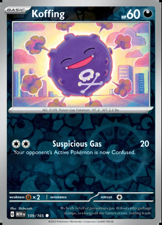 Koffing 109/165, Scarlet & Violet 151, Reverse Holo, representative matte composite