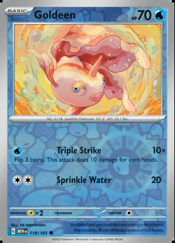 Goldeen 118/165, Scarlet & Violet 151, Reverse Holo, representative matte composite