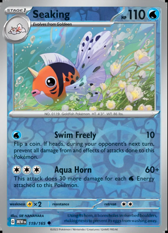 Seaking 119/165, Scarlet & Violet 151, Reverse Holo, representative matte composite
