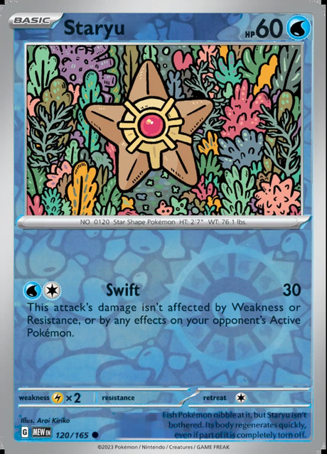 Staryu 120/165, Scarlet & Violet 151, Reverse Holo, representative matte composite