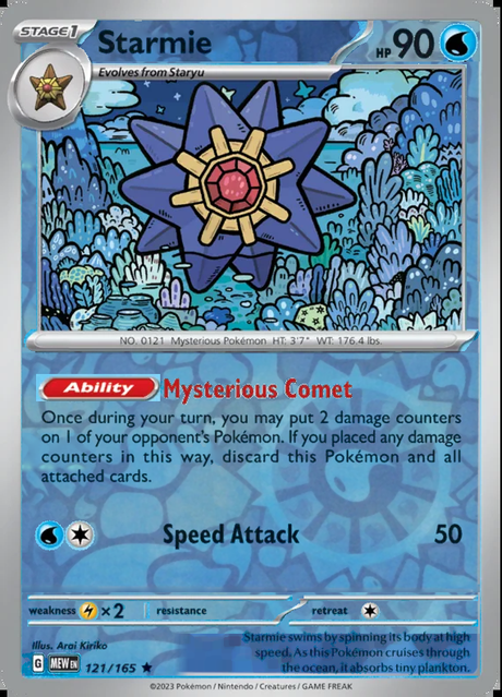 Starmie 121/165, Scarlet & Violet 151, Reverse Holo, representative matte composite