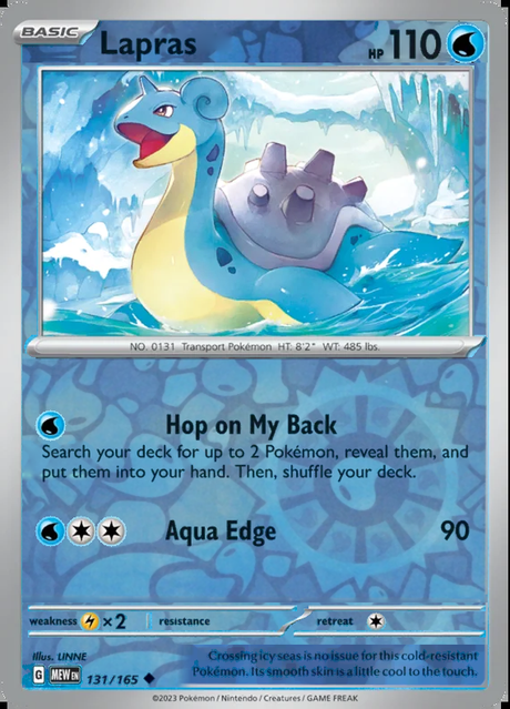 Lapras 131/165, Scarlet & Violet 151, Reverse Holo, representative matte composite