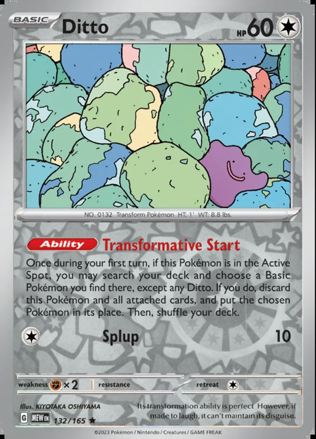 Ditto 132/165, Scarlet & Violet 151, Reverse Holo, representative matte composite