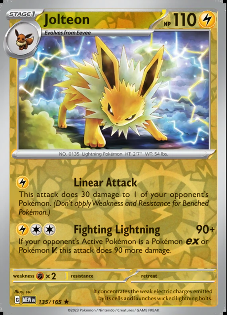 Jolteon 135/165, Scarlet & Violet 151, Reverse Holo, representative matte composite