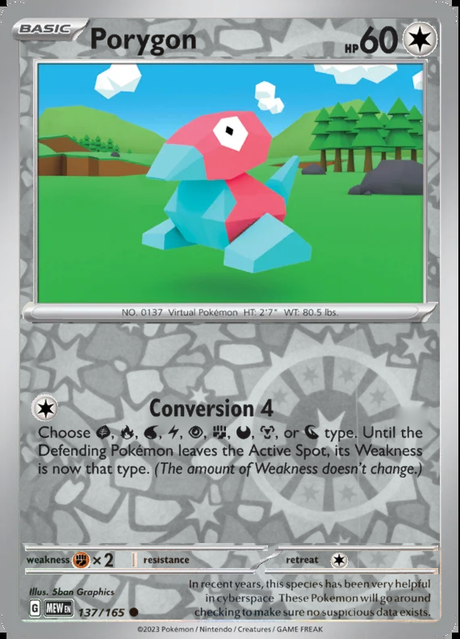 Porygon 137/165, Scarlet & Violet 151, Reverse Holo, representative matte composite